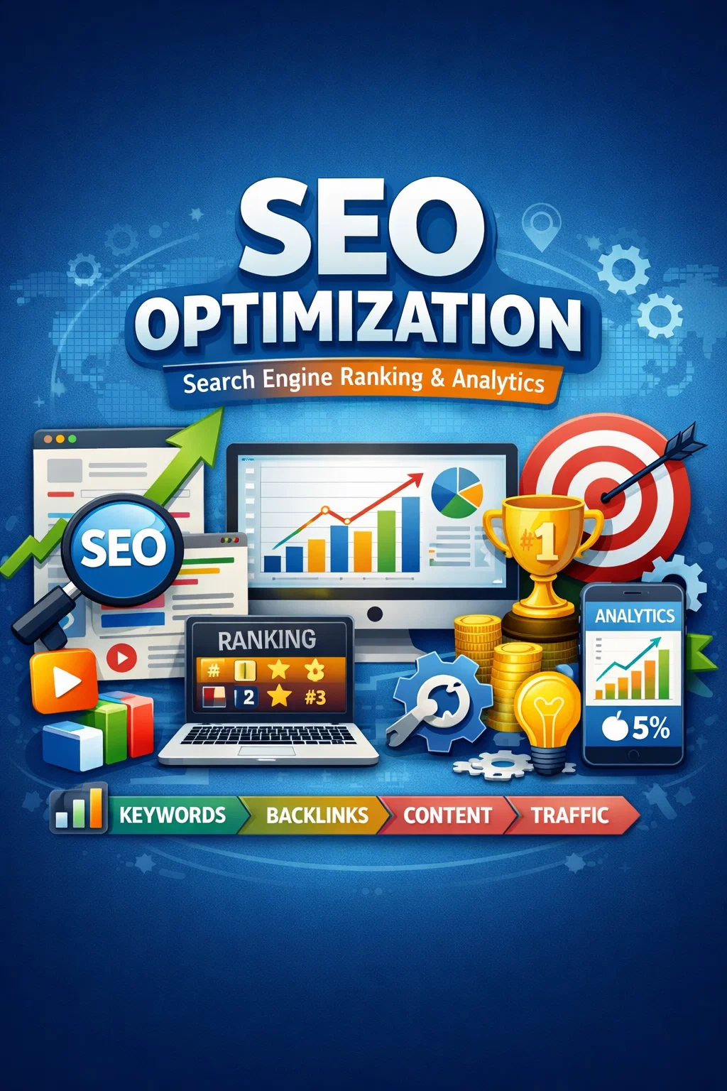 SEO Optimization - Search engine ranking and analytics